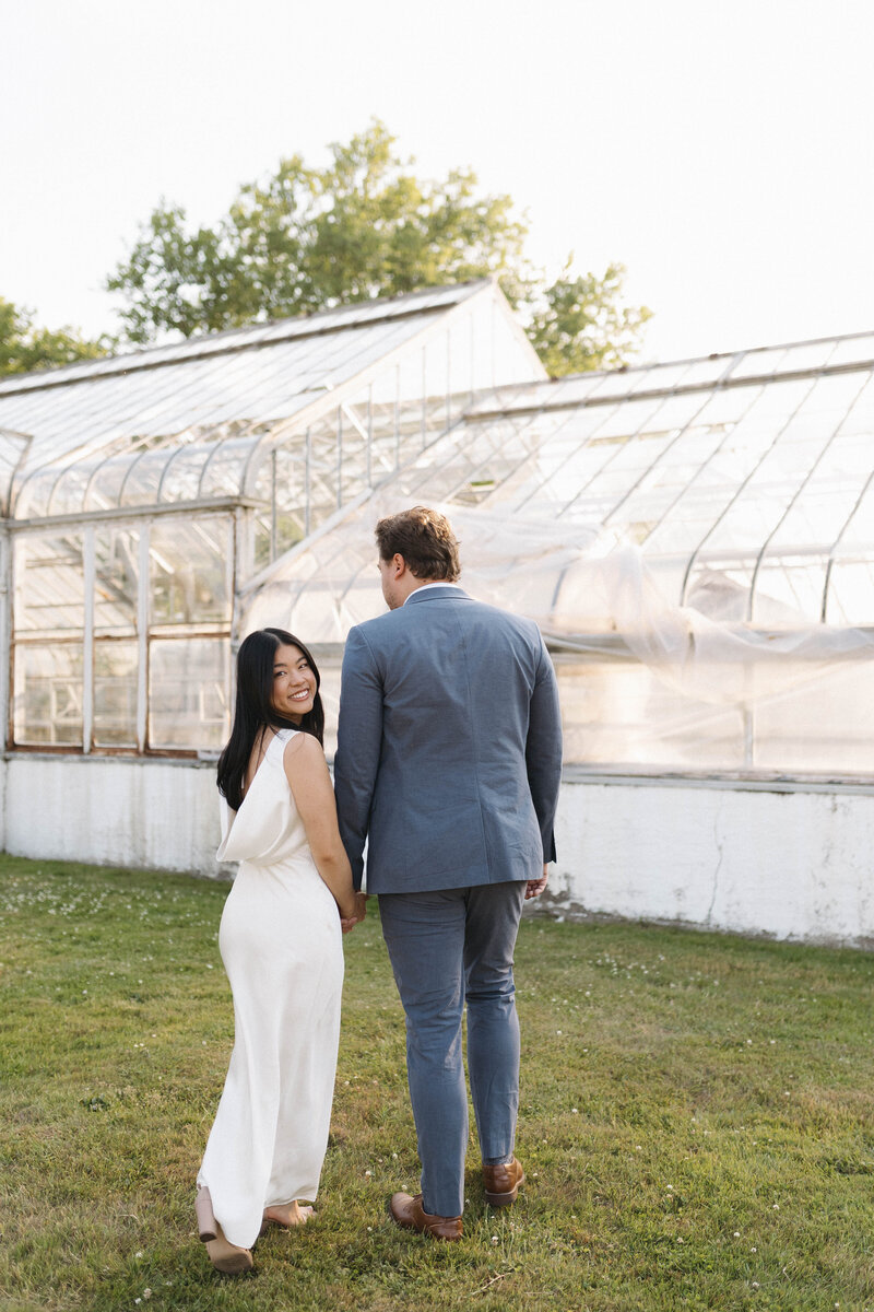 Greenhouse engagement session couple