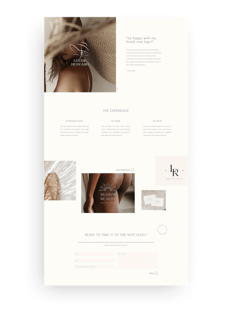 Minimalist Showit website template