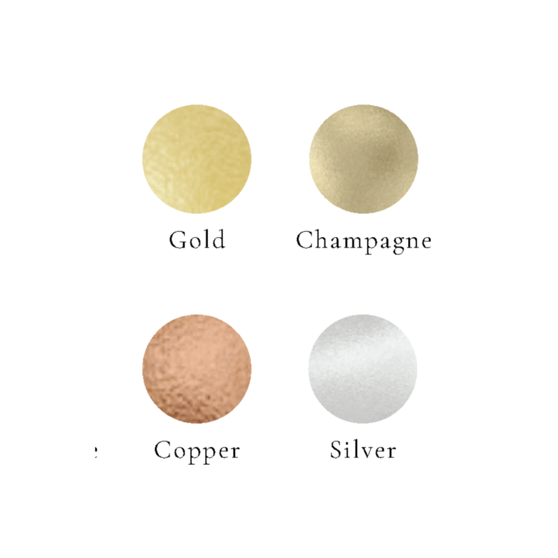 Gold, champagne, copper, and silver