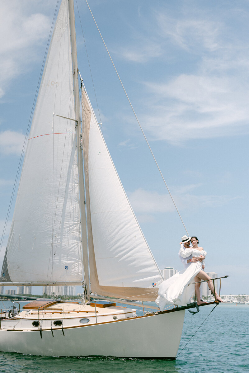 Sailboat photo shoot by Miami Elopement Photographer
