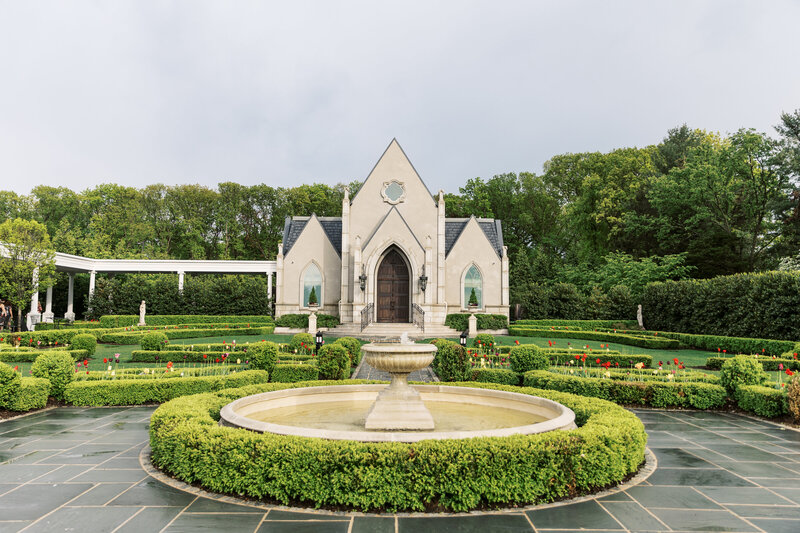 Close angle photograph of the Chapel at Park Chateau Estate and Gardens.