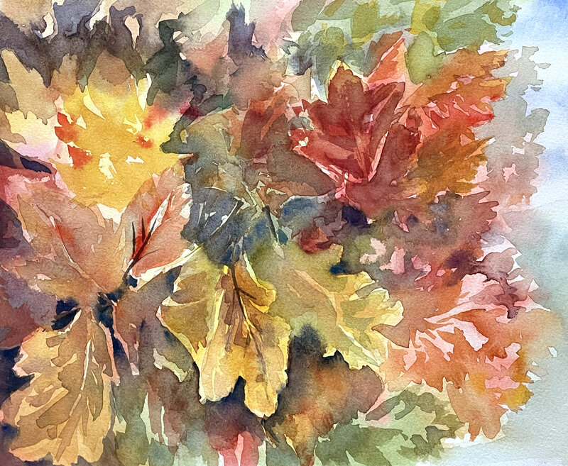 Gustavis-watercolor-demo-tutorial-fall-foliage-leaves