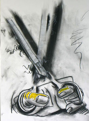 Brent Ray Fraser Self Portrait Scissors Drawing 2007