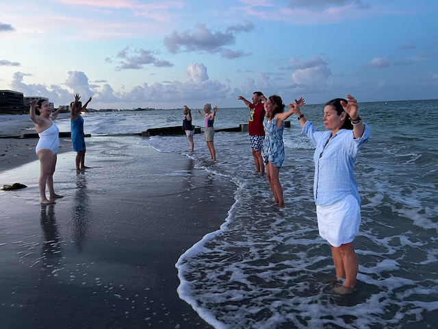 Tai Chi Gung Students Practicing In Nature