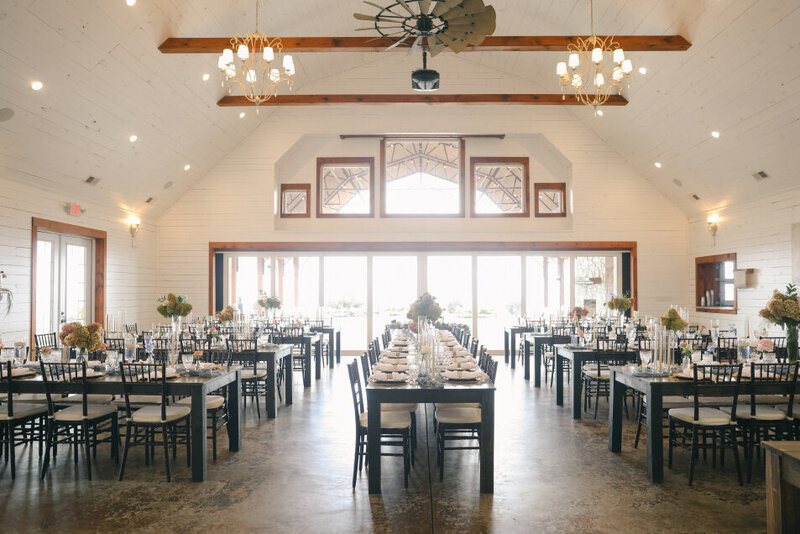 Tables and seating set up for conferences, meetings, and other events.