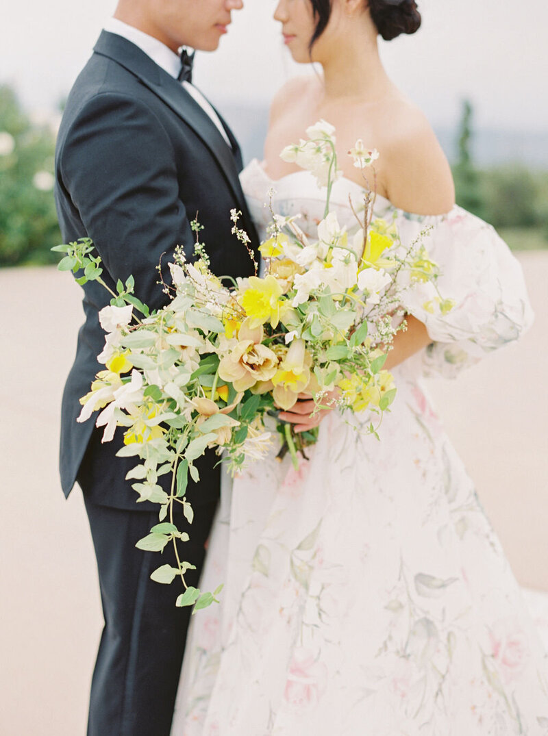 Bride, Groom, and Bouquet | Nicole Chapman Design