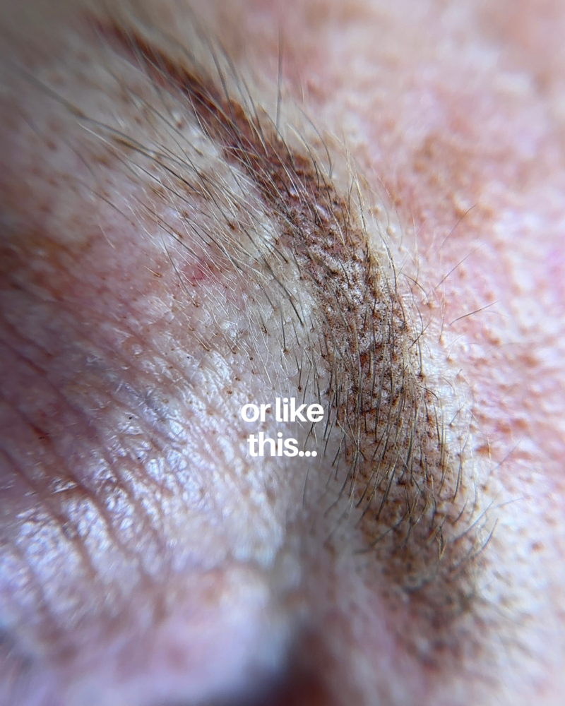 Permanent makeup eyebrows on mature skin at Essentials by Nicole in West Springfield, MA. Microblading alternative for mature skin