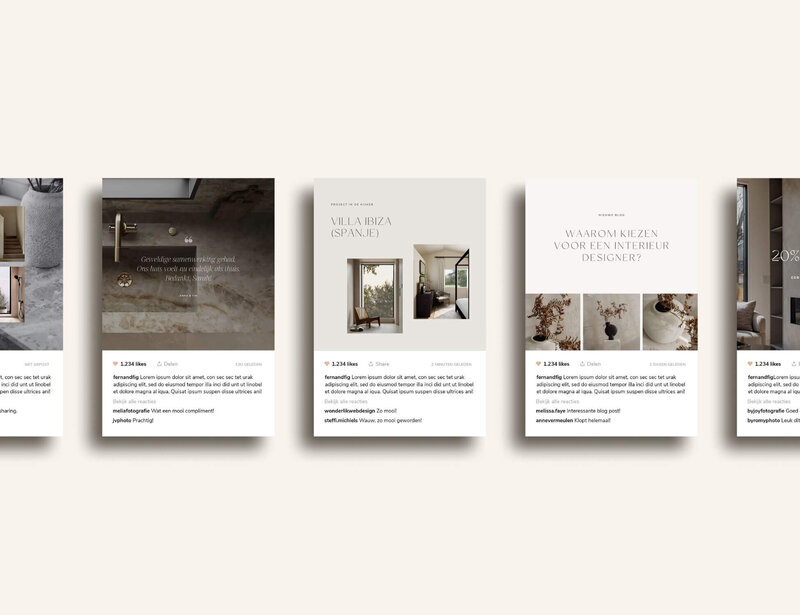 Neutrale Instagram templates voor interieur ontwerpers