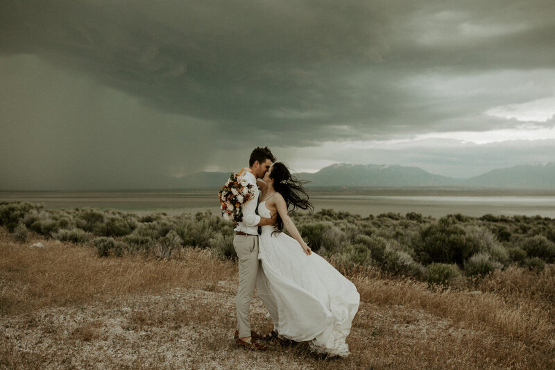 windy bridals at antelope island, utah