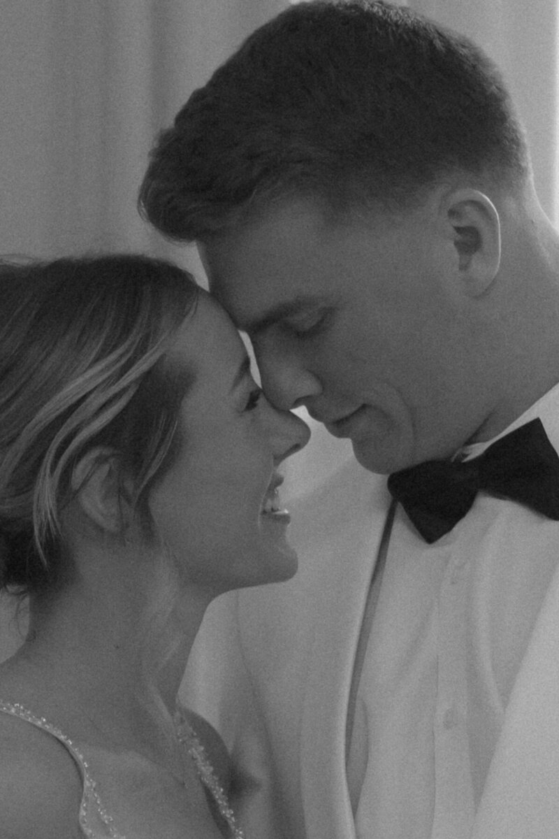 Bride and groom sharing a romantic moment in Texas