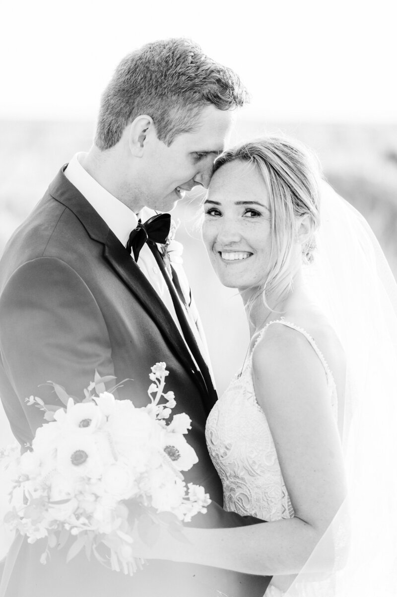 Nantucket Wedding Couple at Wauwinet in Black and White