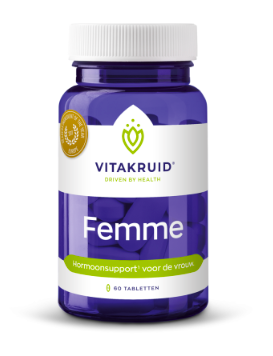 Hormoonsupport voor de vrouw.   Femme bevat de kruiden maca, shavatari, saffraan en vitex-agnus-cactus die de hormoonbalans ondersteunen.