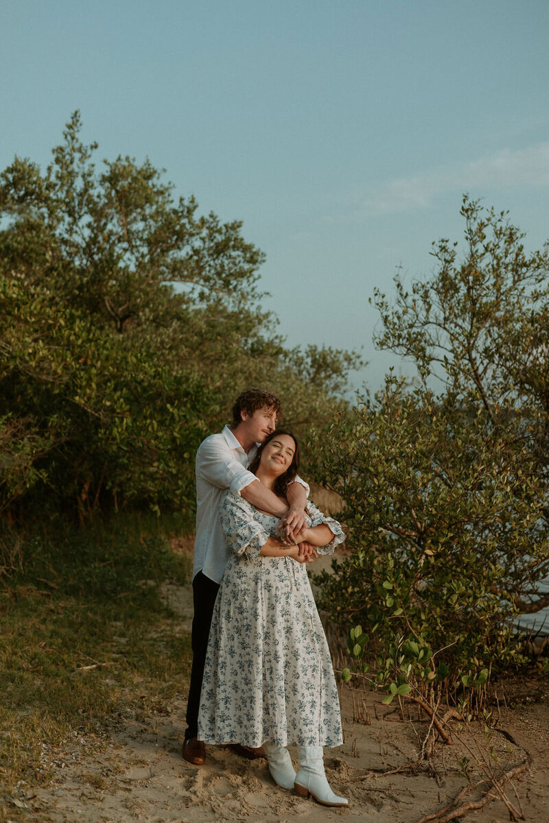 couple walking down the street on their elopement day