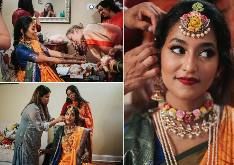 Bride is getting ready at royal alberts palace.