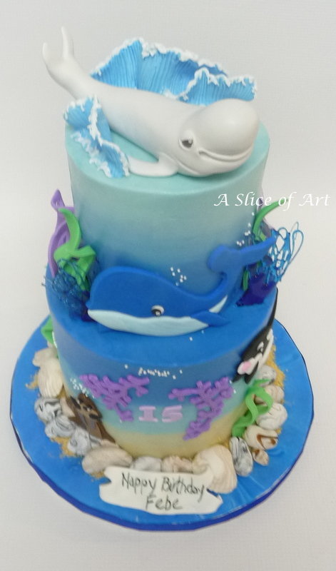 Beluga whale undersea cake