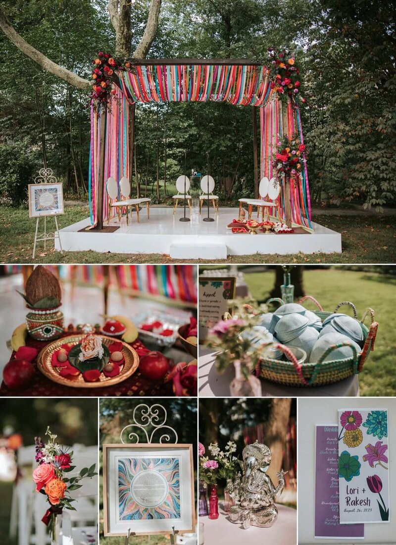 Some of the decor for the ceremony at  Bartram's Garden in Philadelphia.