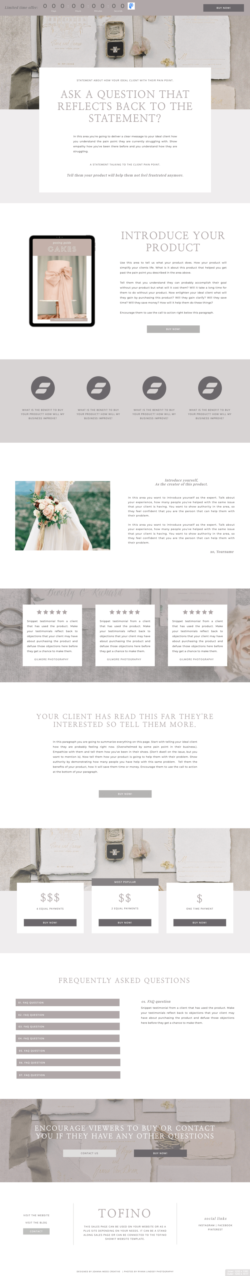 Tofino Sales Page Showit Template