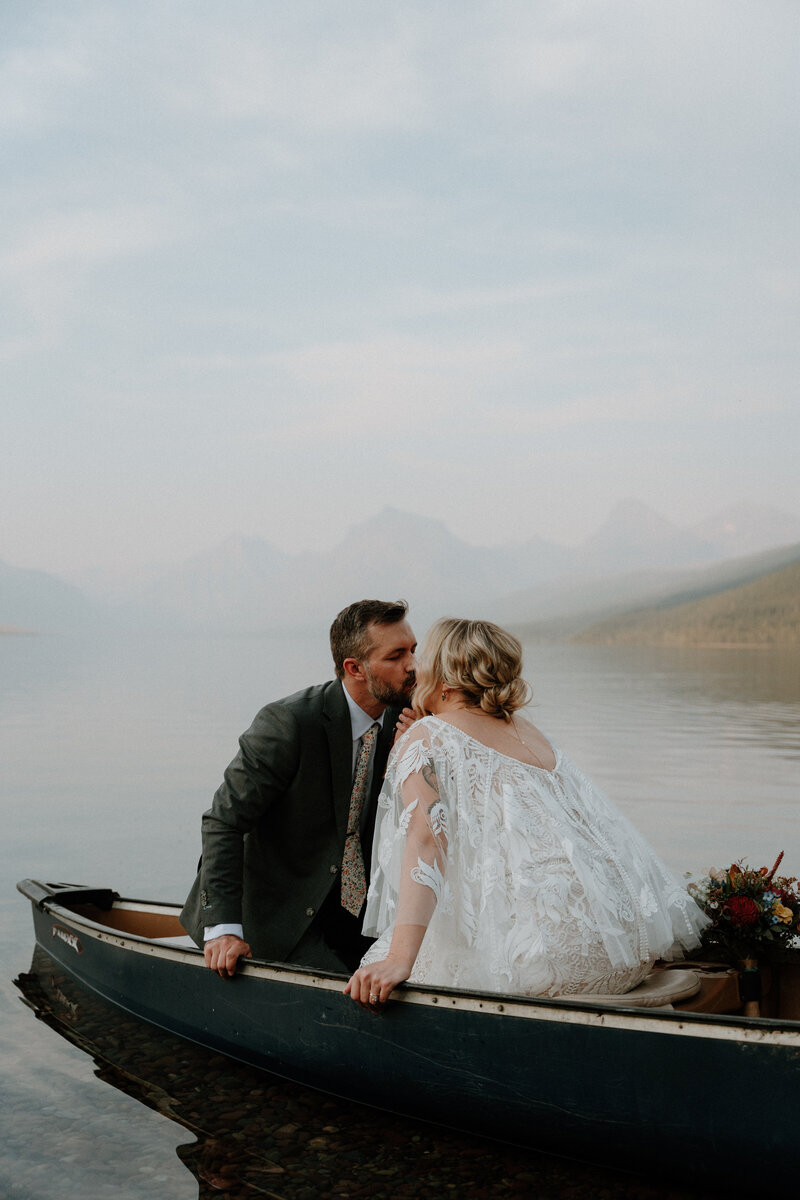 A couple elopeing in glacier national park montana