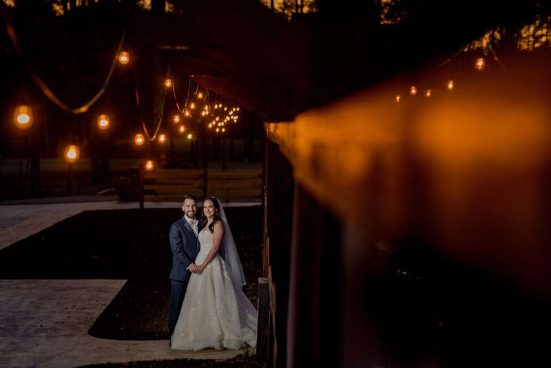 Bride and groom outside Raleigh wedding