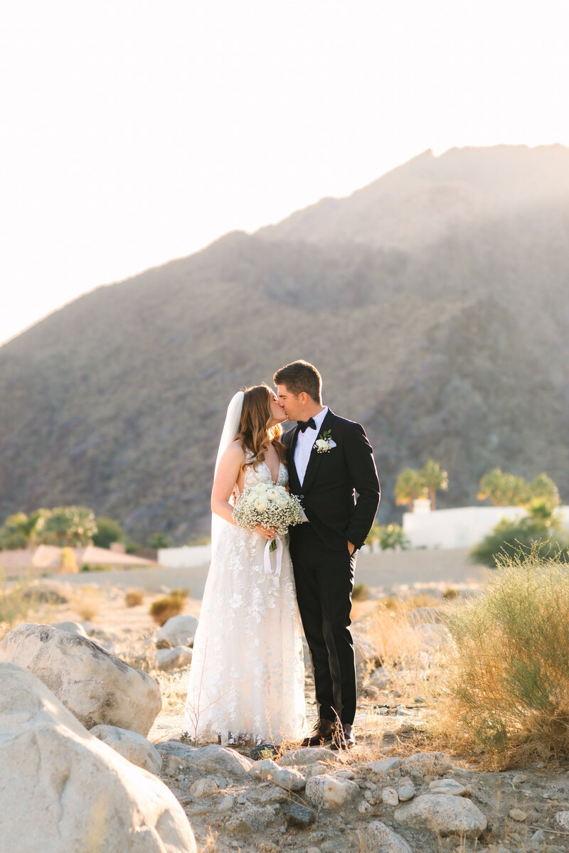couples sunset portraits for fall wedding at the Avalon Palm Springs in Palm Springs, CA