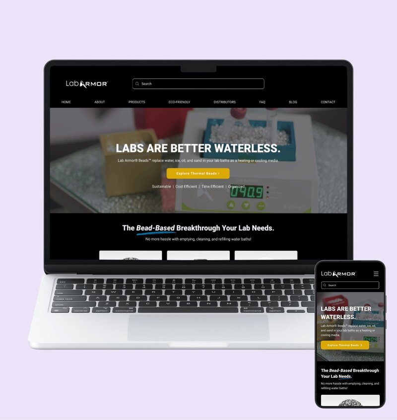 Custom Wix website for a manufacturing business, designed by Helia Studios