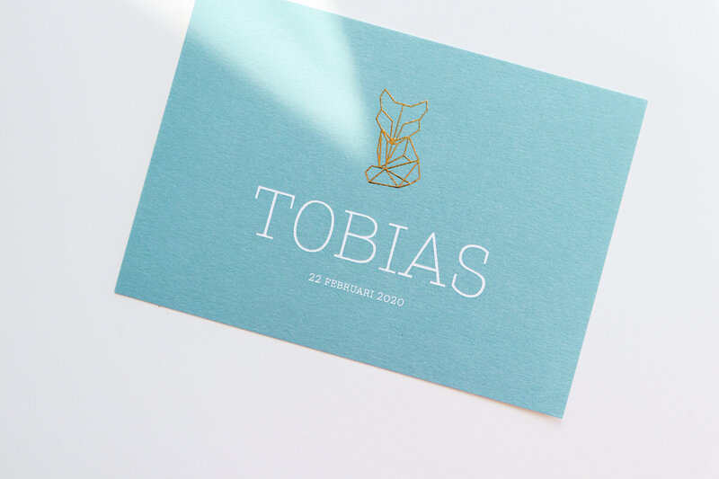 Turqoise-geboortekaartje-Tobias-goudfolie-vos-4