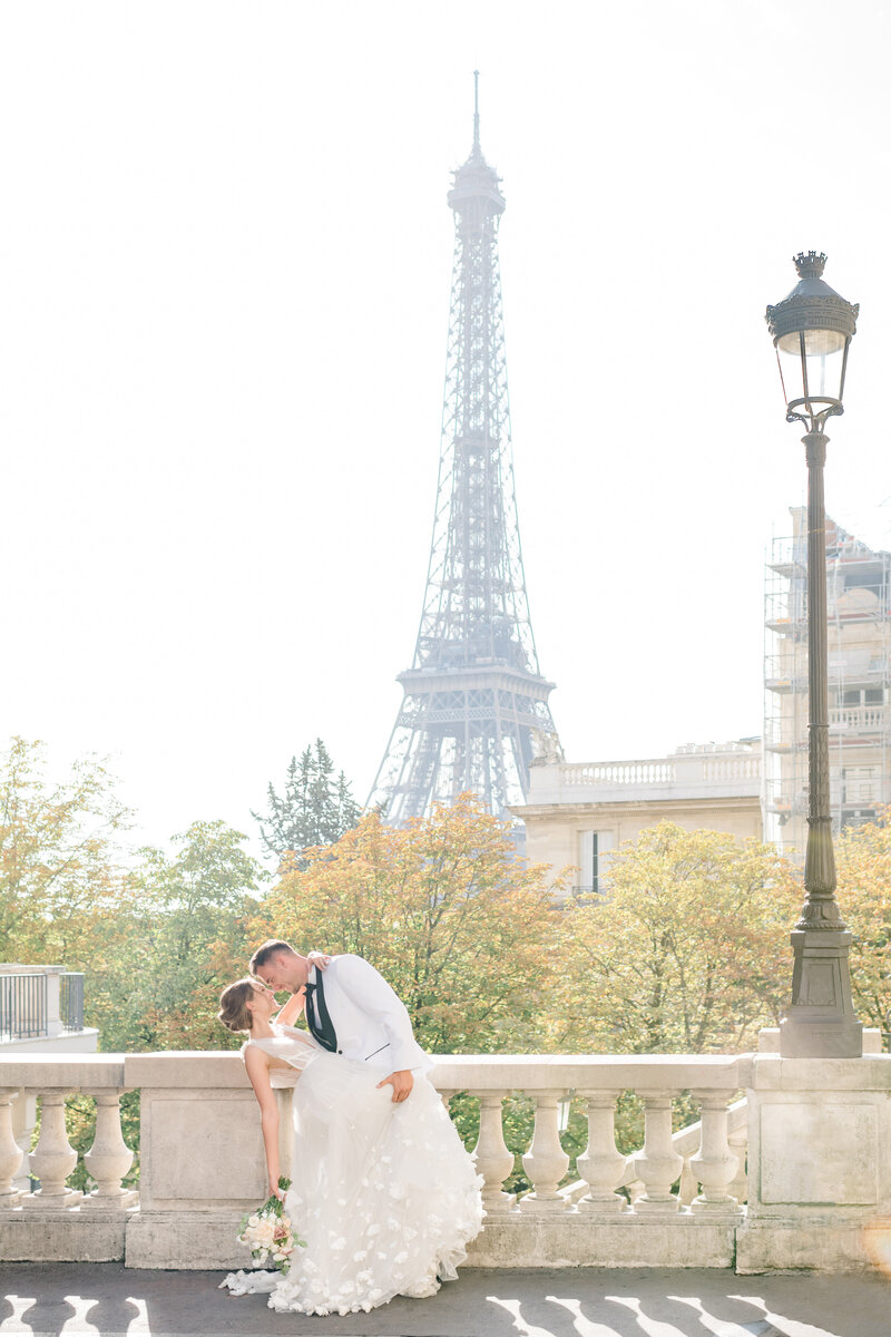 Romantic Wedding Portrait at the Eiffel Tower in Paris