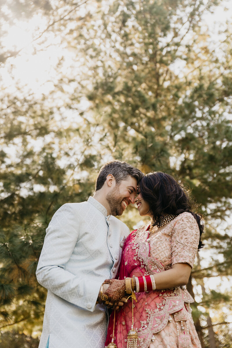 A romantic photo of two lovely brides for their wedding shoot