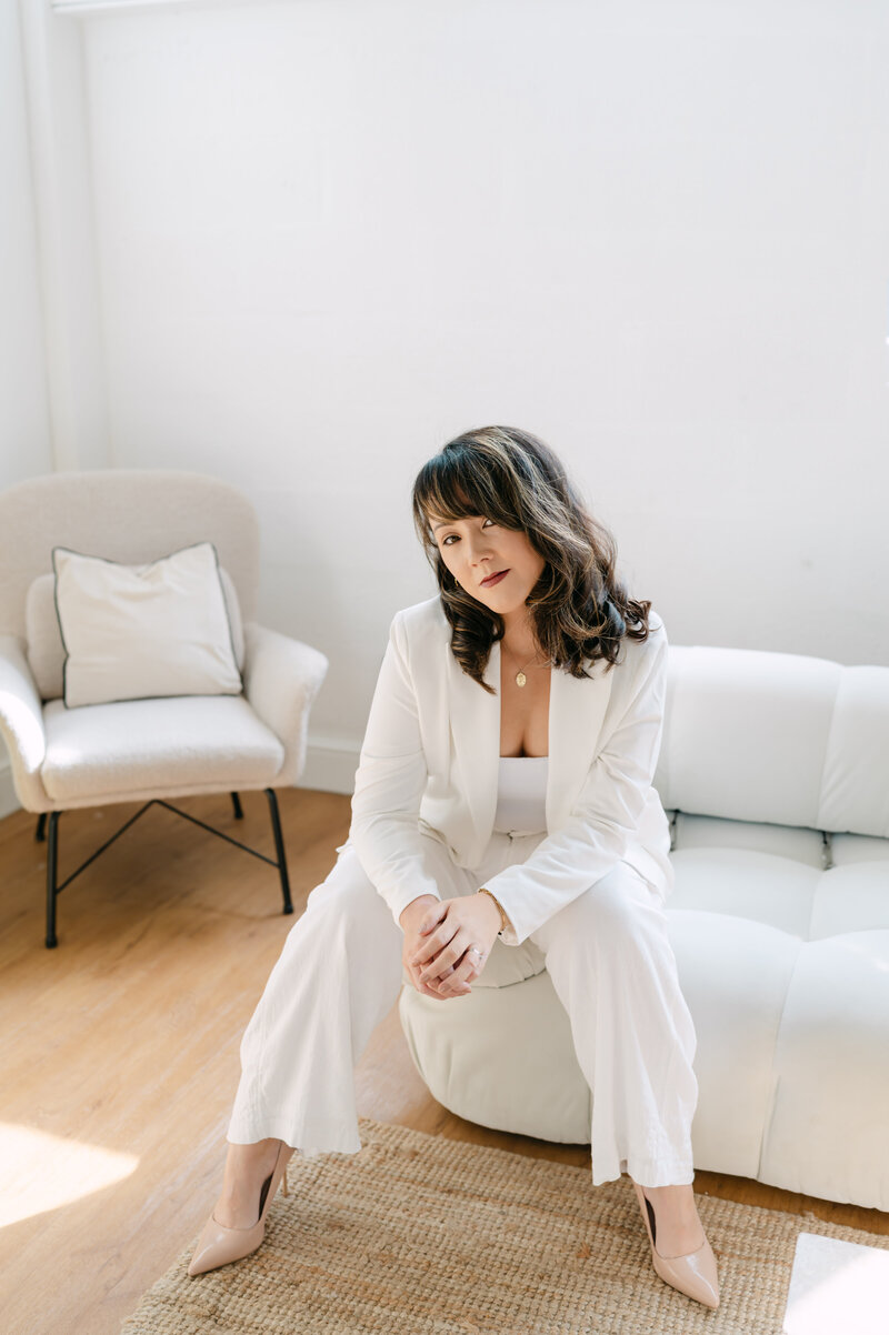 woman sitting on chair