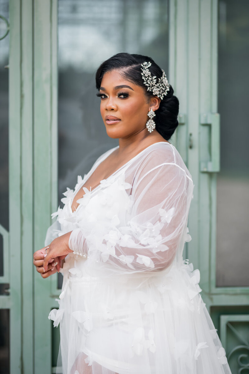 Gorgeous Bridal portrait of Georgia bride in pre wedding robe