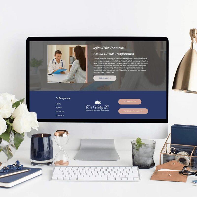 iMac mockup Dr Vicky B Simplero Website Design. Rachelle Deem Portfolio