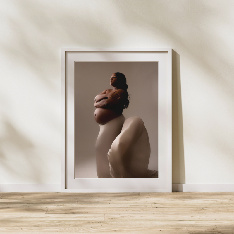 Beige Aesthetic Modern Bedroom Wall Art Poster Wooden Frame Mockup Instagram Post