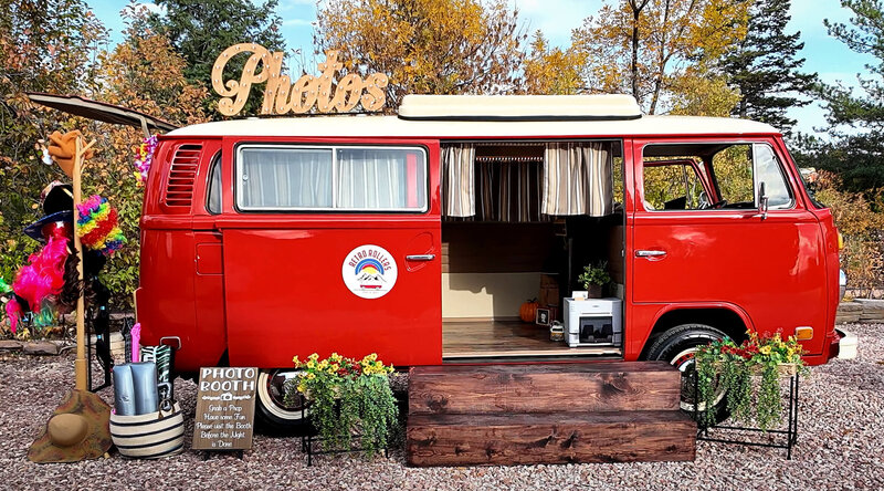 Ginger, our 1973 VW photobooth bus on wheels.