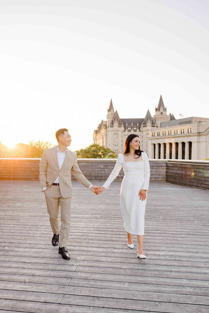 wedding couple holding hands