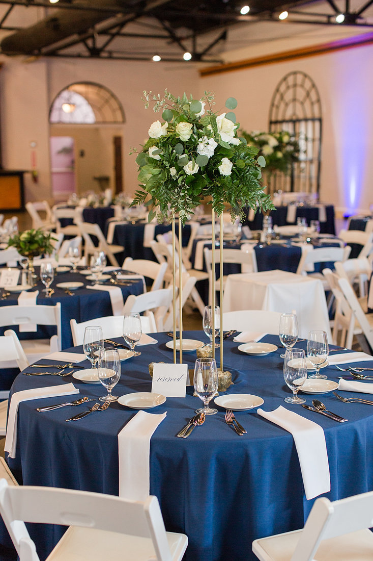 Wedding-Inspiration-Reception-Mellwood-Navy-Centerpieces-Greenery-Photo-by-Uniquely-His-Photography02