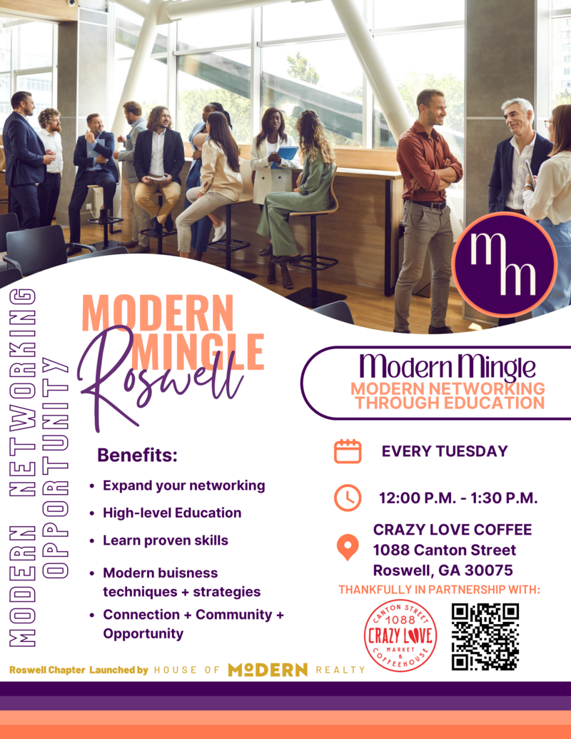 Modern Mingle Flyer for Atlanta Georgia Networking Event