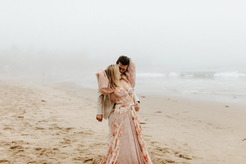 bride and groom at beach elopement in San Diego