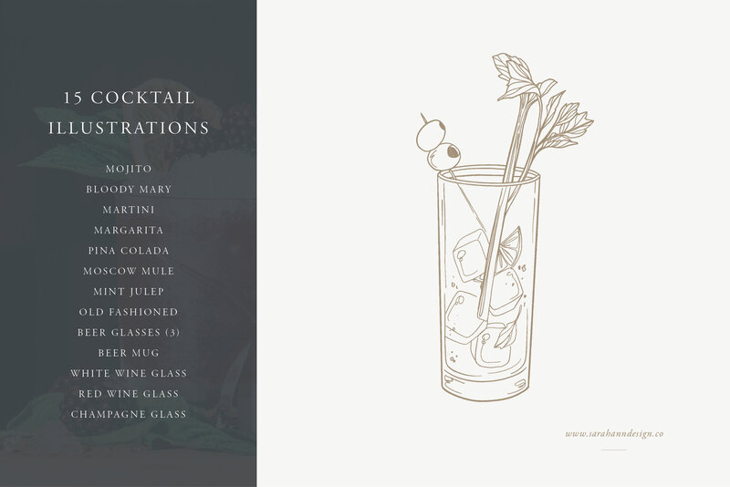 CocktailDrinks-VectorIllustrations-SarahAnnDesign-Market3