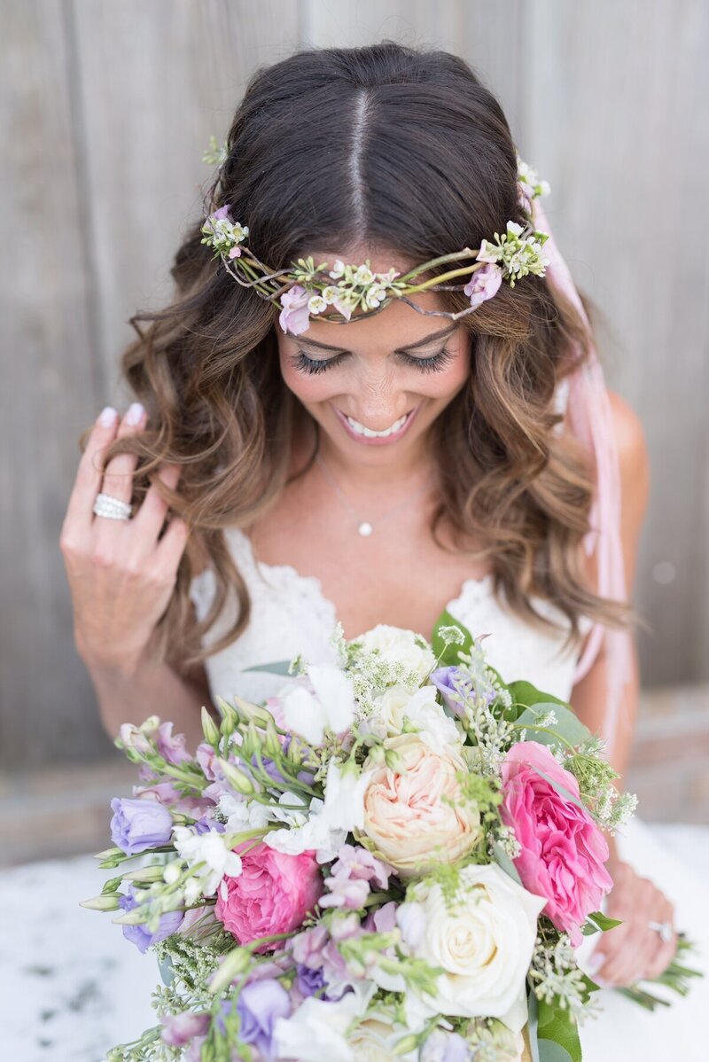 Michelle Stern Makeup  bride holding flowers