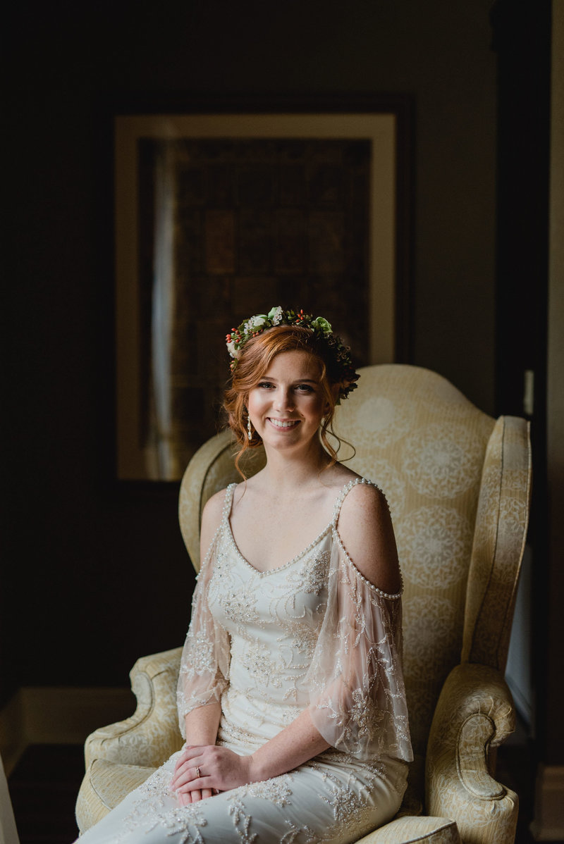 Classic Bridal Portrait Boho Luxe Bride and Groom Portrait Old Mills Toronto Fall Wedding Eventsource The Wedding Co. | Jacqueline James Photography Toronto Wedding Photographer for modern wild romantics