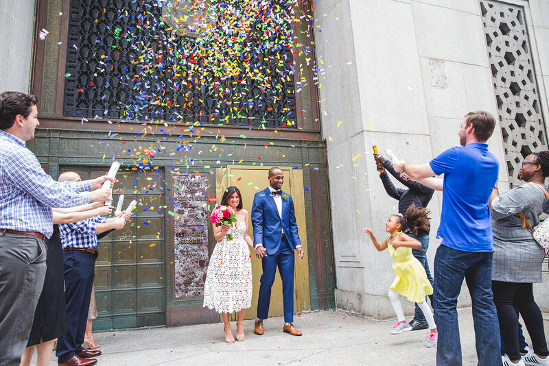 city hall wedding photographer. nyc elopement confetti