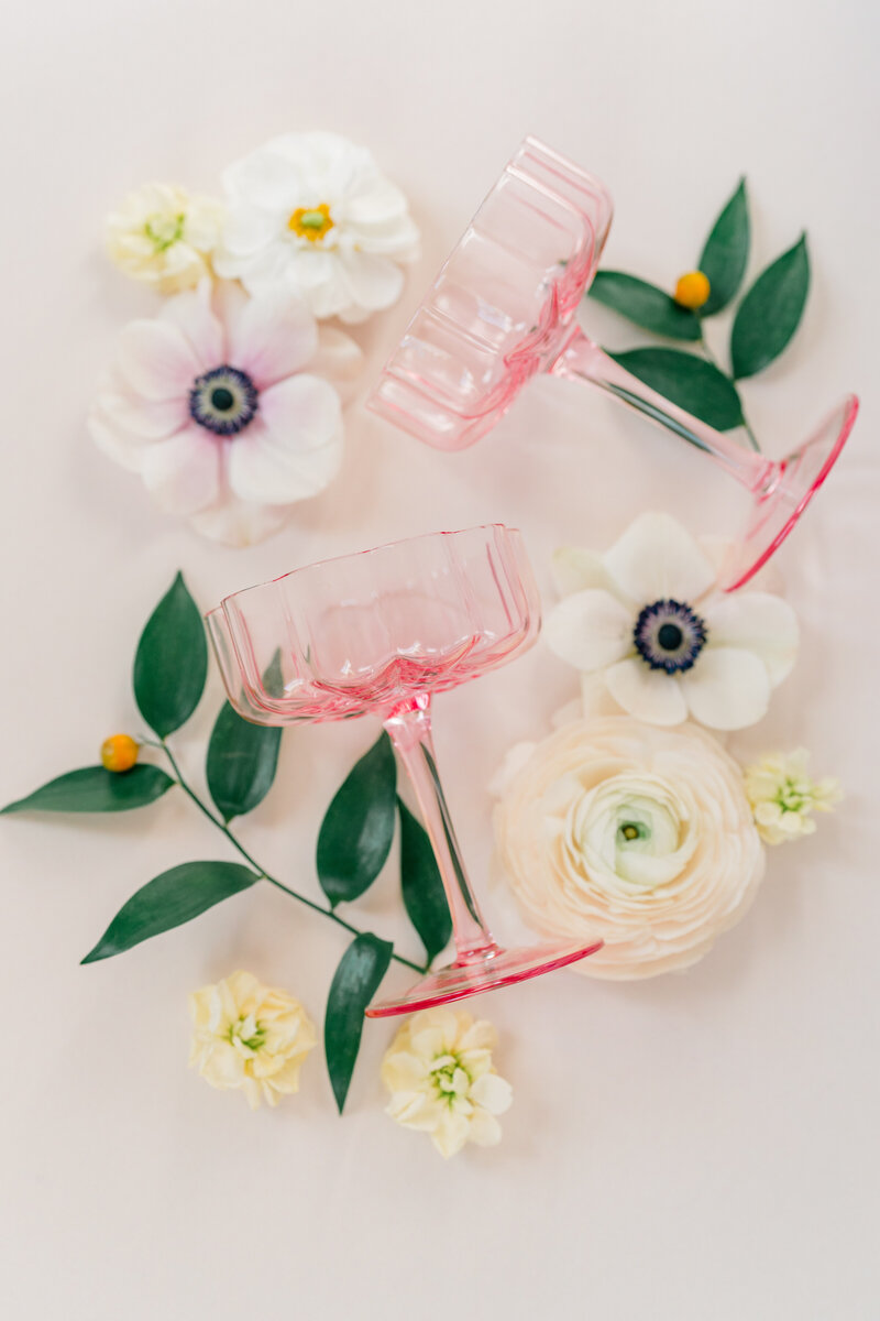 Fun pick cocktail glasses. Charleston wedding ideas.