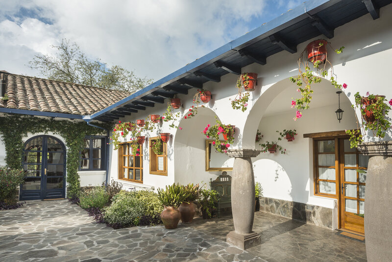 Open inner courtyard of luxury Ecuador resort