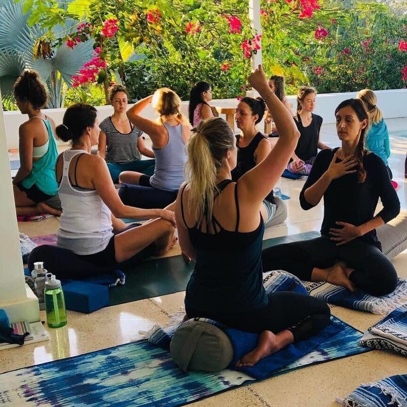 Yoga Teacher Training Students Teach one Another Pranayam