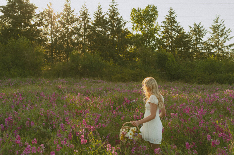 teenage girl walking in grass in newberg, oregon