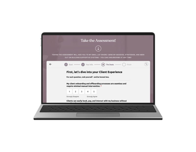 Mockup of free business systems assessment quiz for small businesses