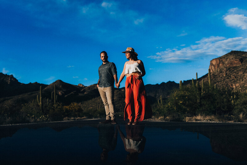 Couple holding hands at Sabino Canyon