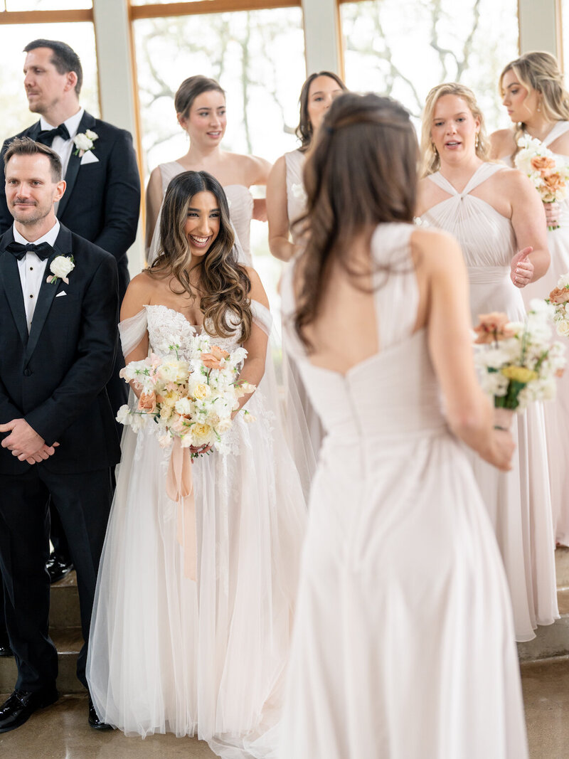 Wedding party photos beneath oak trees at Canyonwood Ridge
