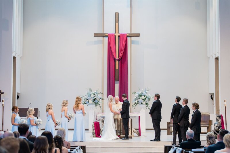 Couple at their Catholic wedding in Winter Park. 