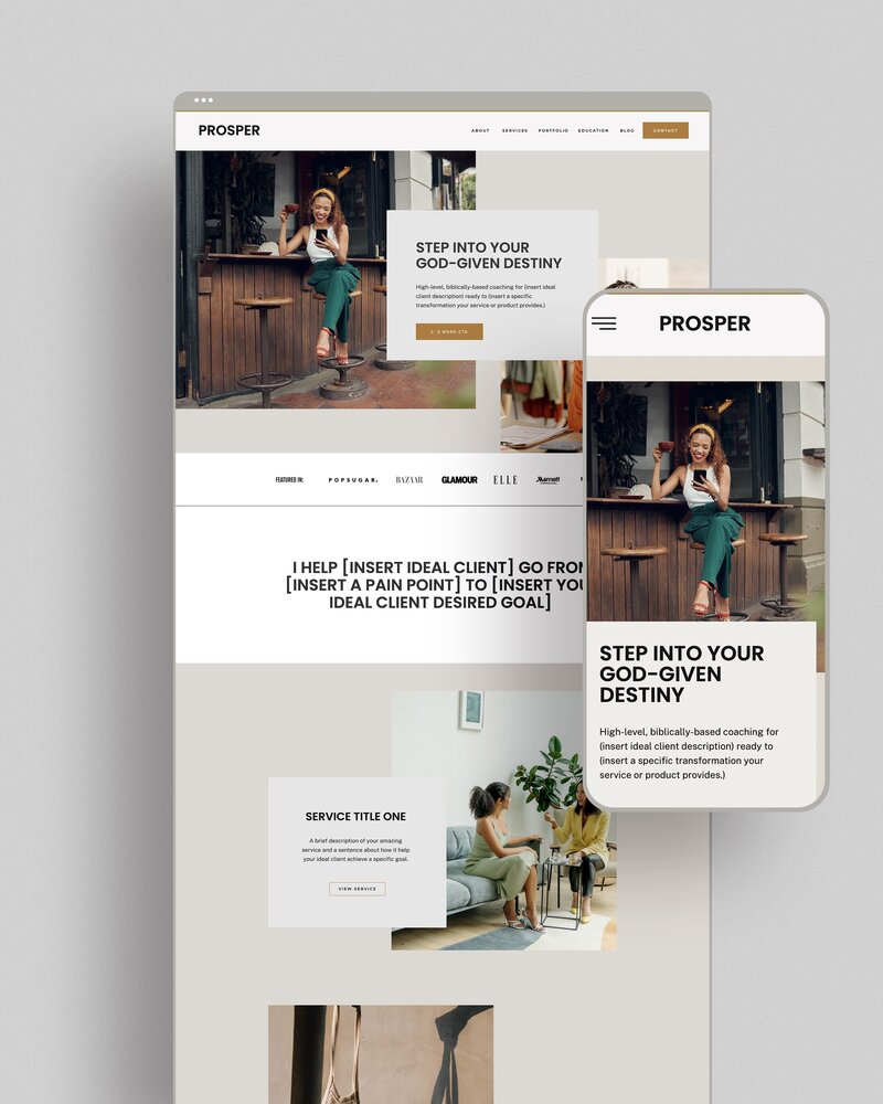 Showit Website template for premium coaches, speakers, and creative service-based entrepreneurs and educators